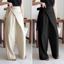 Women's Vintage Cotton Trousers Celmia 2022 Autumn Long Pants Casual Loose High Waist Office Solid Wide-leg Pantalon Femme 2024 - buy cheap