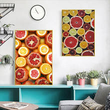 Nordic arte da parede pintura em tela colorida fresco frutas vegetais cartazes para cozinha decoração laranja limão imagem para restaurante 2024 - compre barato