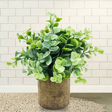 Bonsai artificial de plástico, eucalipto artificial, plantas falsas em panela, decoração de prateleira para quarto 2024 - compre barato