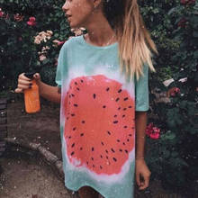 Women‘s Watermelon Tie-dye Printed Casual Long T-shirt Loose Vacation Beach Street Style T Shirts Women 2022 Summer Oversize 2024 - buy cheap