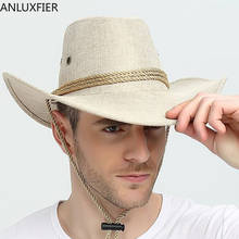 Sombrero de vaquero occidental H6788 para hombre, gorra de verano con protección solar, parasol para exteriores, Jazz, viaje, pesca, montaña, informal 2024 - compra barato