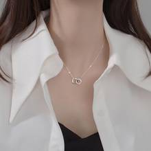 Rhinestone Circle Interlock Pendant Necklace New Exquisite Geometric Double Circle Clavicle Chain Necklace Women Jewelry Gift 2024 - buy cheap