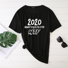 Seeyouex 2020 camiseta feminina estampada wtf, camiseta engraçada com gola redonda para mulheres camisetas de algodão 2024 - compre barato