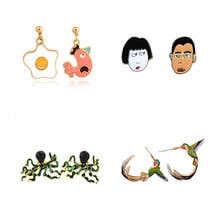 Pendientes hipoalergénicos de huevo divertido para mujer, aretes asimétricos de esmalte salvaje, dibujos animados, pulpo, Clip para la oreja, regalo de joyería con personalidad 2024 - compra barato