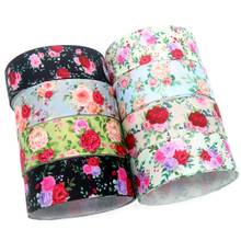 DHK 50yards Flowers Floral Rose Printed Grosgrain Ribbon Accessory Hairbow Headwear Decoration DIY Wholesale Craft S1448 2024 - buy cheap