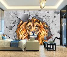 Papel pintado 3D de pared de ladrillo estéreo, pared residual, Mural de pared de León del zoo para sala de estar, restaurante, dormitorio, decoración Simple y moderna 2024 - compra barato
