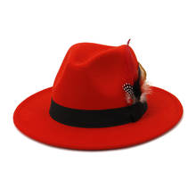 Sombreros de fieltro rojos unisex, Sombrero de Panamá, sombrero de ala grande, sombrero de Iglesia, sombrero de fiesta 2024 - compra barato