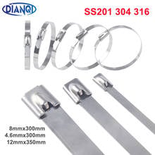 100pcs 4.6x300mm 8mmx300mm 12mm*350mm Latching Self-Locking Stainless Steel Zip CableTie Wrap Cable Ties SS201 304 316 2024 - buy cheap