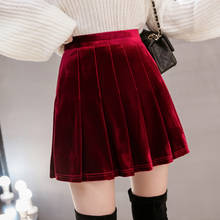 Women's Skirts 2021 New Style Autumn Winter High-Waisted Pleated Skirt A- Line Skirt Female Solid vintage Velour Skirts 815i 2024 - buy cheap