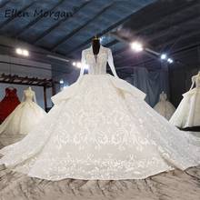 High Quality Luxury Lace Ball Gowns Wedding Dresses Women Bridal 2021 Real Photos Long Sleeves Beads Backless Vestidos De Novia 2024 - buy cheap