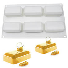 6 Cavity BRICS Shape Silicone Mousse Cake Mould Cuboid Gold Brick Silicone Mold Mousse Dessert Baking Tray Cake Decoration Tools 2024 - buy cheap