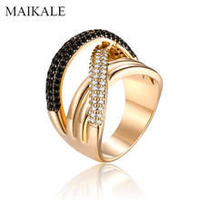Maikale luxo grandes anéis para as mulheres preto zircônia ouro gem pedra anéis de banda de casamento festa acessórios jóias presentes do punk 2024 - compre barato