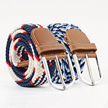 2021  Hot Colors Men Women Casual Knitted pin buckle Belt Woven Canvas Elastic Stretch Belts 107cm 23 colors  fashion belt bl564 2024 - buy cheap