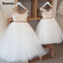 Booma-vestido de baile floral feminino, apliques para renda, vestido de primeira comunhão, com pérolas, cinto, vestidos de festa de casamento para meninas 2024 - compre barato