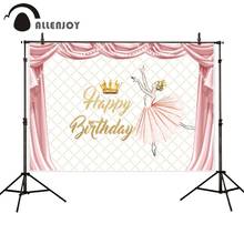 Allenjoy-Fondo para sesión fotográfica, telón con patrón de diamante rosa, corona de princesa, fiesta de cumpleaños, telón de ballet 2024 - compra barato