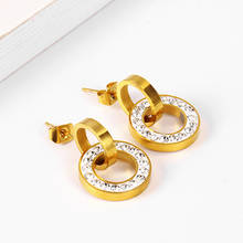 fashion women jewelry stainless steel earrings women's earrings classic zircon stud earrings round high stud earrings 2024 - buy cheap
