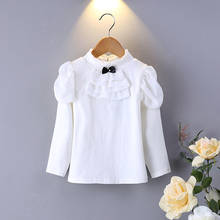 Blusa de algodón con cuello alto para niña, ropa de primavera y otoño, color blanco 2024 - compra barato