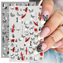 Наклейки для ногтей с бабочками, листьями, цветами, 3D Самоклеящиеся Переводные слайдеры, божья коровка, наклейки для дизайна ногтей, все для маникюра, фольга, обертывания 2024 - купить недорого