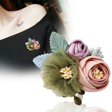 Handmage fabric Flowers Brooch Fashion Corsage Simple Lapel Pin Luxury Snow Yarn Temperament Cardigan Jewelry Women Accessories 2024 - buy cheap