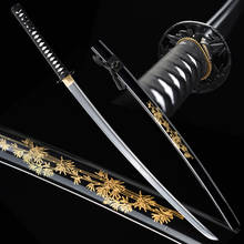 Japanese real swords samurai Katana Bamboo Tsuba handmade blade hand-curving bamboo wooden sheath decorative Full Tang 2024 - buy cheap