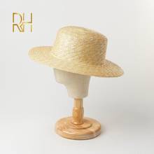 summer children's boater natural straw hat bowler hat sunshade 5cm 7cm brim wide student boys girls flat top narrow straw hat 2024 - buy cheap