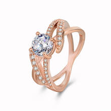 Fashion jewelry rose gold staggered geometric zircon female ring sweet and romantic wedding ring 2024 - buy cheap