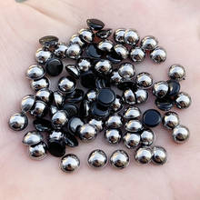 6mm Flatback Gun black Beads Acrylic Semicircle Rhinestone trim DIY Wedding Dress DIY 750pcs -S684*5 2024 - buy cheap