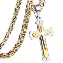 Stainless Steel Pendant Necklace Multi Layer Cross Necklaces Sturdy Catholic Christian Neckless Jewelry Men Gift 2024 - buy cheap