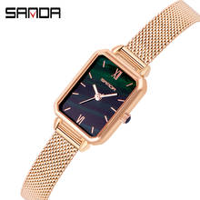 Sanda Starry Sky Women Watches Ladies Square Wristwatch Clock Rose Gold Milanese Mesh Leather Band Quartz Watch Relogio Feminino 2024 - buy cheap
