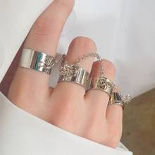 Anéis para mulheres estilo punk, anéis de liga metálica para mulheres, com corrente ajustável, múltiplas camadas, para presente de festa 2024 - compre barato