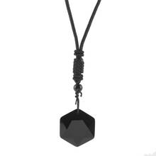 Black Obsidian Hexagram Necklace for Women Men Pendant Choker Jewellery Necklaces for Teen Girls 2024 - buy cheap