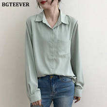 BGTEEVER Elegant Light Green Long Sleeve Female Shirts Summer Lapel Blouses Chic Loose Women Blouses Tops Casual Blusas 2020 2024 - buy cheap