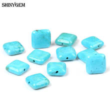 30Pcs 12*12mm Flat Square Round Natural Light Blue Polishing Turquoises Beads Jewelry Accessories DIY Making Necklace Bracelets 2024 - buy cheap