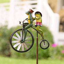 Vintage Bicycle Wind Spinner With Metal Stake Frog Riding Motorcycle Windmill Decoration For Yard And Garden Decoration #W0 2024 - buy cheap