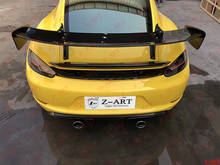 Z-ART 718 carbon fiber rear wing for Boxster GT 4 carbon fiber rear spoiler for Cayman carbon fiber tail wing  for 718 2024 - buy cheap