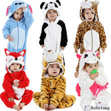 Комбинезон фланелевый с длинным рукавом для маленьких мальчиков и девочек, комбинезон с мультяшным рисунком панды, единорога, комбинезоны с животными для младенцев, зимняя Пижама для новорожденных 2024 - купить недорого