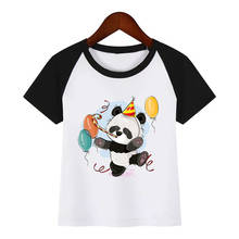 Birthday Panda Diy Print T Shirt Funny Clothes Children Summer T-shirt Kids Fashion Clothing T Shirt Children Cartoon T-shirt 2024 - buy cheap