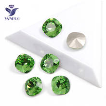 YANRUO 4470 Cushion Cut Peridot Diamond Pointback Sewn Rhinestones Glass Crystal Rhinestones for needlework 2024 - buy cheap