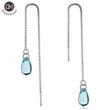 Dreamhonor-pendientes de plata de ley 925 con borlas largas, pendientes sencillos de cristal azul, joyería al por mayor 2024 - compra barato