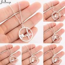 Jisensp Stainless Steel Dog Paw Heartbeat Necklace Pendant for Women Dog Choker Necklaces Statement Jewelry Party Gifts 2024 - buy cheap