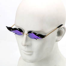 LEEPEE Fire Flame Sunglasses Car Driving Glasses Trending Narrow UV 400 Eyewear Fashion Rimless Wave Sunglasses Streetwear 2024 - buy cheap