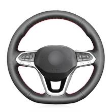 Hand-stitched Black PU Faux Leather Car Steering Wheel Cover for Volkswagen VW Golf 8 2020 Atlas 2020 2021 2024 - buy cheap