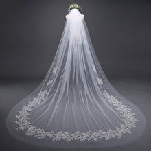 Real Photo Ivory 3m Two Layer Simple Wedding Veil With Comb Cut Edge Bridal Veils Ivory Appliqued Cathedral Wedding Veil 2024 - buy cheap