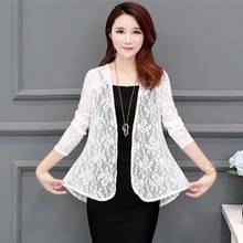 Fashion Spring Summer Lace Cardigan Crochet Boho Air Conditioning Open Stitch Coat Office Lady Outwear Sunscreen Streetwear 2024 - buy cheap