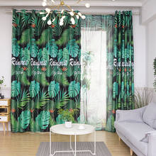 Cortinas opacas de plantas verdes para ventana, decoración para sala de estar y dormitorio, hechas a medida 2024 - compra barato
