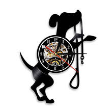 Reloj de vinilo negro para perros y cachorros, cronógrafo 3D, colgante, hecho a mano, decorativo, decoración moderna para el hogar 2024 - compra barato