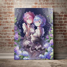 Rem Ram Re Zero Love Anime canvas painting decor wall art pictures bedroom study home living room decoration prints poster 2024 - buy cheap