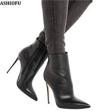 ASHIOFU-Botas de tacón alto hechas a mano para mujer, botines sexys con punta Ballets, para fiesta de graduación, de noche, a la moda 2024 - compra barato