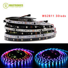 Fita de led ws2811 12v, 5m, rgb, cor completa, 5050, flexível, endereçáveis, digital, controle ic 3