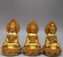 Медная статуя, античная бронза, Позолоченные Три святых, предметы для дома, Будда, холла, поклонения гуаньинши, Amitabha, western three sain 2024 - купить недорого
